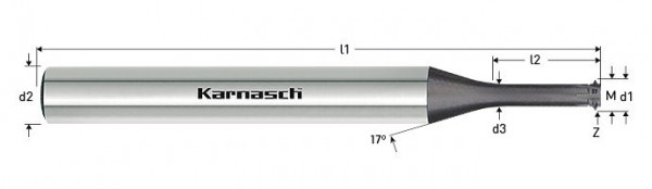 Karnasch VHM-Gewindewirbler LogTop Stahl HSC M 1,6 / Steigung 0.35 / 2,3xD Nano Spin Innengewinde, 231764016