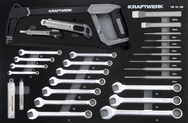 Kraftwerk BASIC LINE EVA Werkzeug-Einlage, 60x40 cm, 46-teilig, 105.102.019
