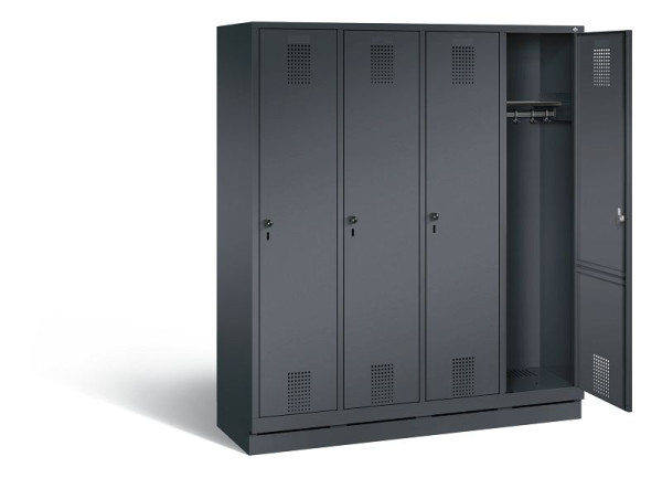 C+P Garderobenschrank Evolo, H1800xB1590xT500mm, Farbe: Schwarzgrau, 48020-42 S10024