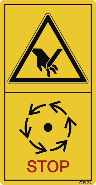 Moedel Maschinenteile nur dann berühren,..., Folie, 60x116 mm, VE: 2 Stück/Bogen, 69621