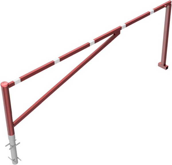 Schake Drehschranke, zum Einbetonieren, feuerverzinkt und rot beschichtet, lichte Weite: 3500 mm, mit Dreikantverschluss, 413_350FB