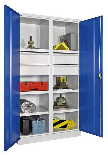 Pavoy Schwerlastschrank 1950/630/1040, Drehgriff, Trennwand, 6 Böden, Schubladen: 4x175, 36363-104-007-905204