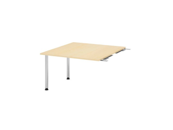 Hammerbacher Verkettungsplatte VKT, Farbe Tischplatte: Ahorn, Platte: 1200 x 1300 x 25 mm, Rundrohr-Fuß Chrom, Arbeitshöhe: 720 - 740 mm, VKT12C/3/C