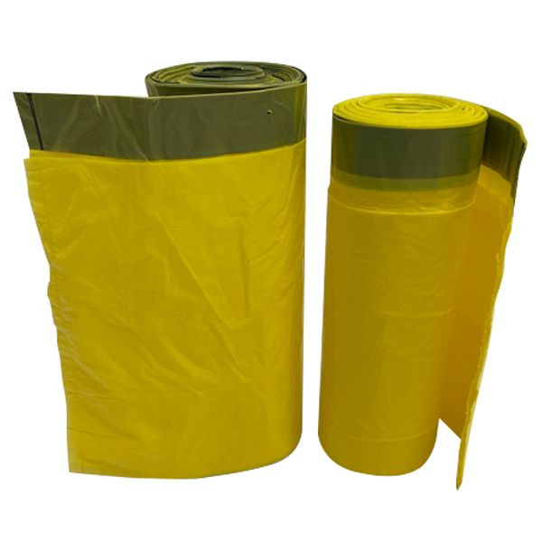 VaGo-Tools 2 Rollen je 15 Abfallsäcke Gelber Sack Müllbeutel Mülltüten 90L mit Zugband, VE: 30 Stück, 130-090x2_rv