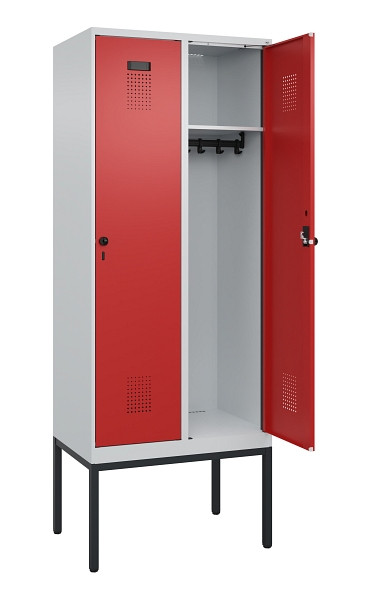 C+P Spind Evolo PLUS, Gestell, 2 Abteile, 2120x800x500mm, 7035/3000, Verschluss Drehriegel, Ablageböden 2, 0490307-22 S10003