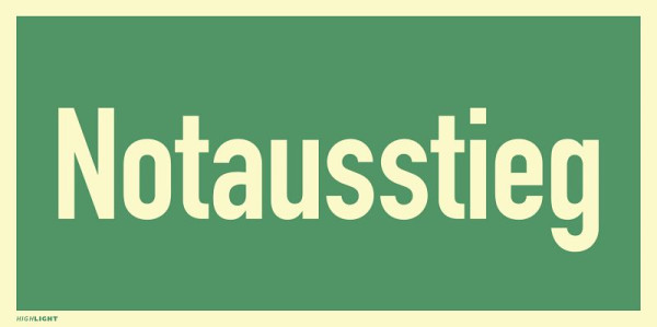 Moedel Notausstieg, Textschild, Kunststoff, langnachleuchtend, 160-mcd, 297x148 mm, 60927