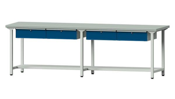 ANKE Werkbänke Arbeitstisch, Modell 195, 2800 x 800 x 890 mm, RAL 7035/5010, ZBP 40 mm, 401.493