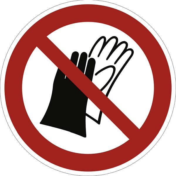 Moedel Benutzen von Handschuhen verboten ISO 7010, Folie, Ø 100 mm, 58517