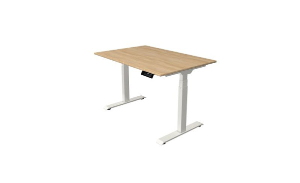 Kerkmann Oxford Sitz-/Stehtisch 1200 x 800 mm, elektrisch höhenverstellbar von 620-1270 mm, Eiche hell, Gestell weiß, 10520453