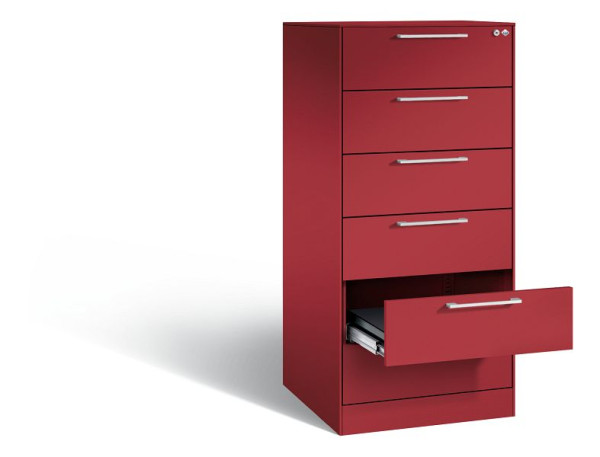 C+P Karteischrank Asisto, H1310xB562xT600mm, Farbe: Rubinrot, Bügelgriff, 146224-622 S10005