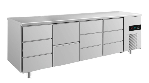 A&S Polarny Kühltisch -2 bis +8°C mit 1x zwei Schubladen mittig-links und 3x drei Schubladen, 2330 x 700 x 850 mm, KT4DZDD