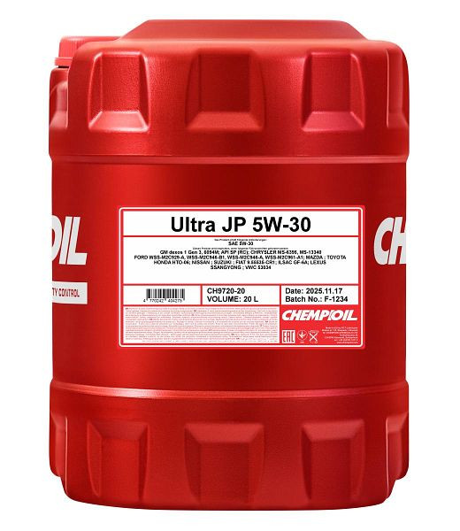 CHEMPIOIL Motorenöl 9720 Ultra JP 5W-30, VE: 20 l, CH9720-20