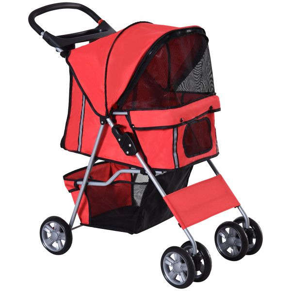 PawHut Hundewagen Hundebuggy Pet Stroller Hunde Buggy mit 4 Rolle in 4 Farben, D00-058RD