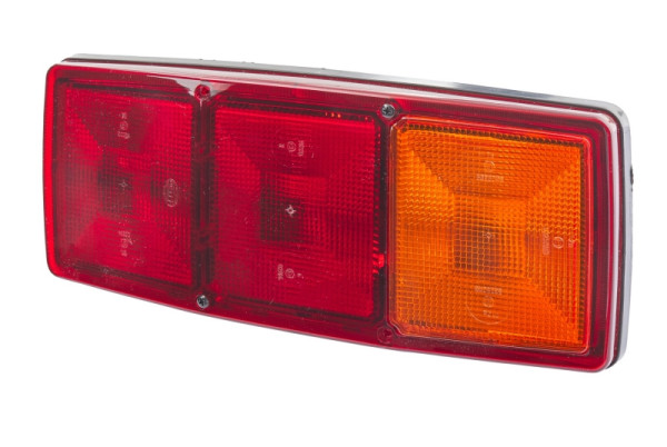 HELLA Heckleuchte, Glühlampe, 12V, Einbau/geschraubt, Lichtscheibenfarbe: rot/gelb, Stecker: Flachstecker, rechts, 2SE 003 167-041