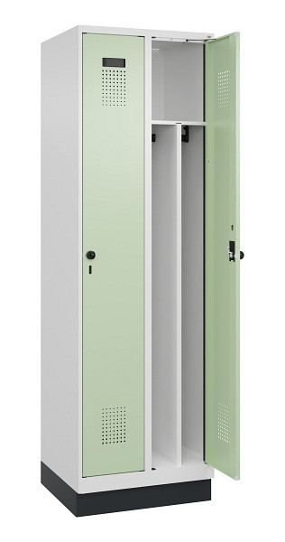 C+P Spind Evolo PLUS, mit Sockel, 2 Abteile, 1950x600x500mm, 9016/6019, Verschluss Drehriegel, 049020-20F S10019