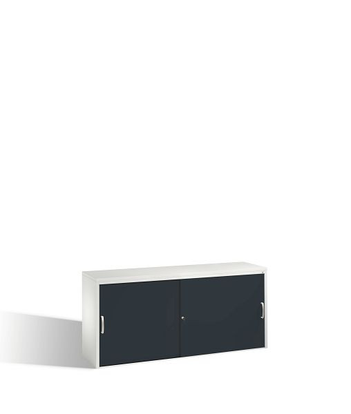 C+P Sideboard mit Schiebetüren Acurado, H720xB1600xT400mm, Farbe: Lichtgrau / Schwarzgrau, Bügelgriff, 2 OH, 5724-00 S10054