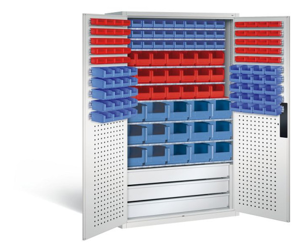 C+P Magazinschrank Serie 13, H1950xB1100xT535mm, Farbe: Lichtgrau, Muldengriff, 130276-63 S10027