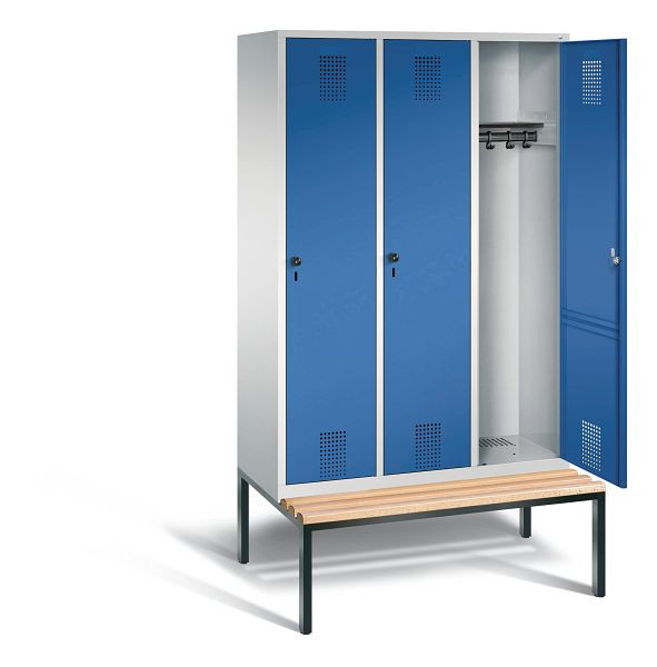 C+P Garderobenschrank Evolo, H2090xB1200xT815mm, Farbe: Lichtgrau / Enzianblau, 48050-32 S10005