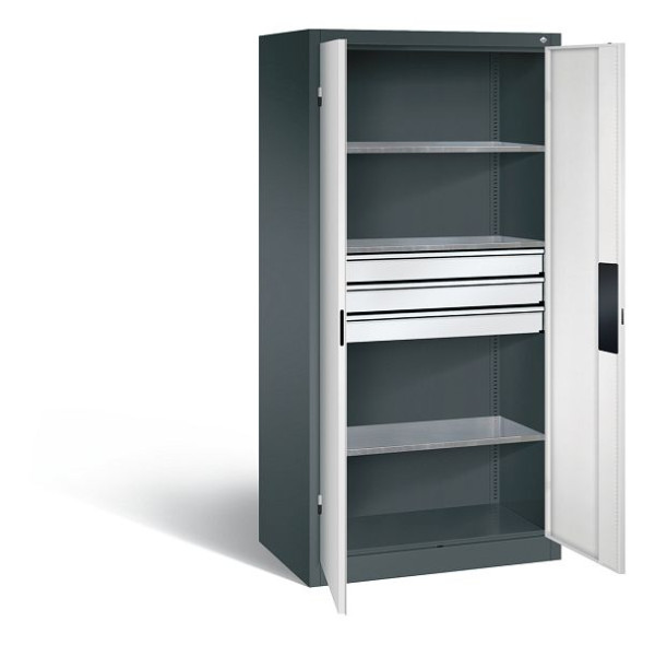 C+P Werkzeugschrank Acurado, H1950xB930xT600mm, Farbe: Anthrazitgrau / Lichtgrau, Muldengriff, 8922-5230 S10144