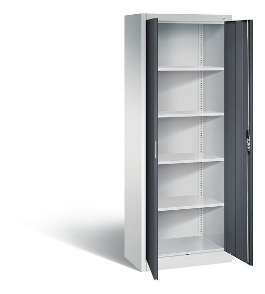 C+P Büroschrank Acurado, H1950xB700xT400mm, Farbe: Lichtgrau / Schwarzgrau, Muldengriff, 5 OH, 9236-000 S10324