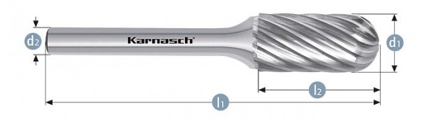 Karnasch Hartmetall-Frässtift unbeschichtet WRC/ HP-9 d1= 3 / l2= 14 / d2= 3 / l1= 38mm, VE: 4 Stück, 114033005