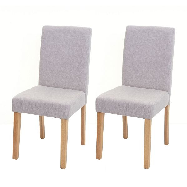 Mendler 2er-Set Esszimmerstuhl Stuhl Küchenstuhl Littau, Textil, creme-beige, helle Beine, 74555