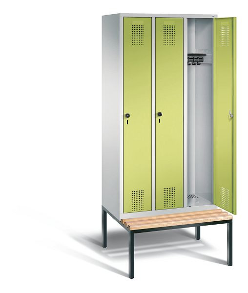 C+P Garderobenschrank Evolo, H2090xB900xT815mm, Farbe: Lichtgrau / Viridingrün, 48050-30 S10240