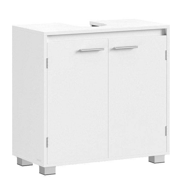 SONGMICS Waschbeckenschrank, Weiß, 60x30x60 cm, mit Anti-Tip-Kit, BBK506W01