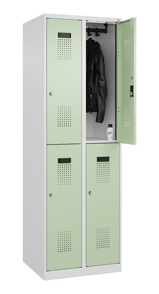 C+P Doppelstöckiger Spind Evolo PLUS, 4 Fächer, 1850x600x500mm, 9016/6019, Zylinderschloss, 049300-20 S10046