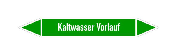 Schilder Klar Rohrleitungskennzeichen Kaltwasser Vorlauf, 33000x90 mm Folie selbstklebend, 101439/90