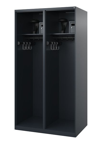 C+P Feuerwehrspind Evolo, Modell FLEXO, 2 Abteile, H1850B1000T600 mm, Anthrazit, Helmhalter, 0493315-23 S10004