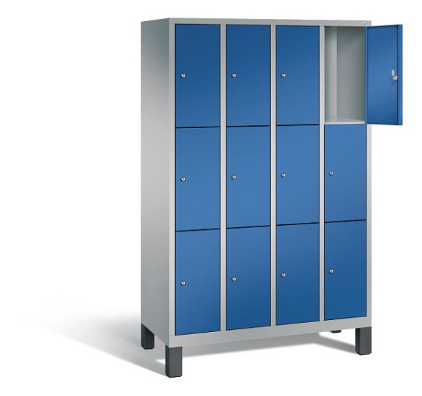 C+P Schließfachschrank Evolo, H1850xB1190xT500mm, Farbe: Weißaluminium / Enzianblau, 48010-403 S10198