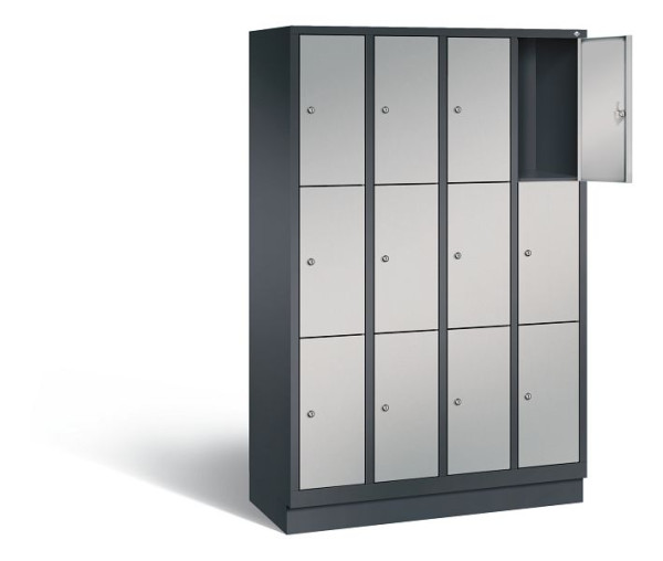 C+P Schließfachschrank Evolo, H1800xB1190xT500mm, Farbe: Schwarzgrau / Weißaluminium, 48020-403 S10208