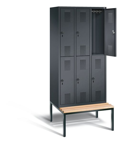 C+P Spind doppelstöckig Evolo, H2090xB900xT815mm, Farbe: Schwarzgrau, 48350-30 S10026