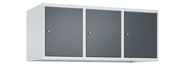 C+P Schrankaufsatz Classic PLUS, Aufsatzschrank, 7035/7016, Zylinderschlösser, 500x1200x500mm, 3 Abteile, 080090-32 S10023
