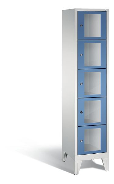 C+P Schließfachschrank Classic, 5 Fächer, H1850xB420xT500 mm, Grau/Fernblau, 8010A125 S10022