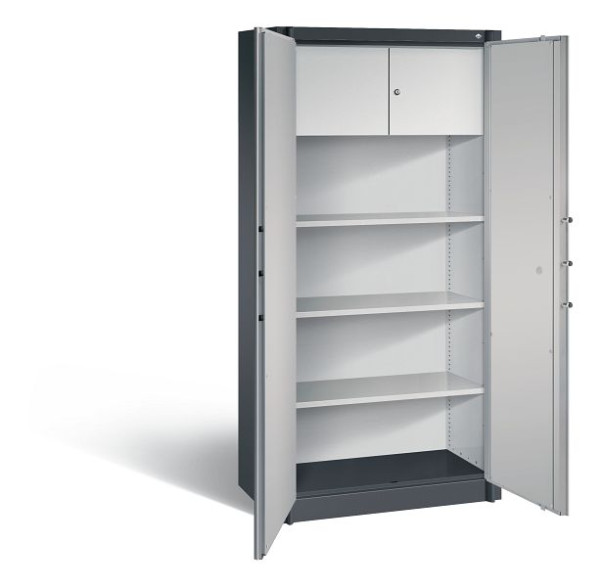 C+P Feuerschutzschrank Certos, H1950xB930xT500mm, Farbe: Schwarzgrau / Weißaluminium, Klinkengriff, 4 OH, 1170-100 S10063