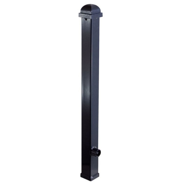 Stein HGS Stilpoller 70 x 70 mm mit Zierkopf, mit Profilzylinderschloss, gleichschließend, Schließung oben, weiß mit roten Leuchtstreifen, 1 Öse, 473zb-470.57sonder-rw-1