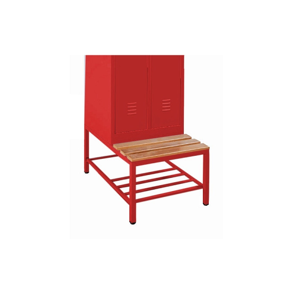Lüllmann Sitzbankuntergestell mit Schuhrost, Sitzauflagen buche, 400 x 1185 x 800 mm, feuerrot, 524260R