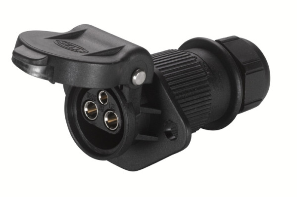 HELLA Steckdose, 3-polig, Flachsteckanschluss, Stecker: Steckverteiler, schwarz, DIN/ISO: 9680, 8JB 001 933-042