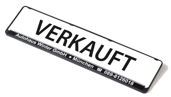 Eichner Werbeschild für Kennzeichenverstärker, Aufdruck: "VERKAUFT", 9219-01434