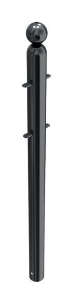 Schake Absperrstilpfosten für Rahmenelement Typ 478B -ortsfest-zum Einbetonieren, Ø 76mm, mit Kugelkopf, beschichtet, mit 4 Anschlusslaschen, 478_04B