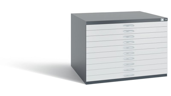 C+P Schubladenschrank Serie 7100_7200, H760xB1100xT765 mm, Anthrazit/Grau, 7101-000 S10400