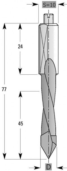 Edessö Durchgangsbohrer HW (HM) S10, A: 8, B: 45, GL: 77 - RH, 145608001