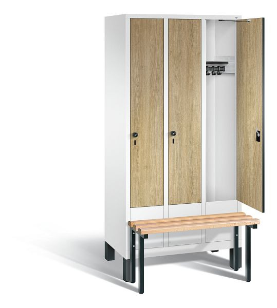 C+P Garderobenschrank Evolo, H1850xB900xT815mm, Farbe: Verkehrsweiß / Dekor Eiche Sereno, 48030-30 S10200