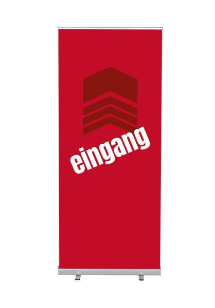 Showdown Displays Roll-Banner Budget 85 Komplettset Eingang Rot Deutsch, RBB085LSFI371