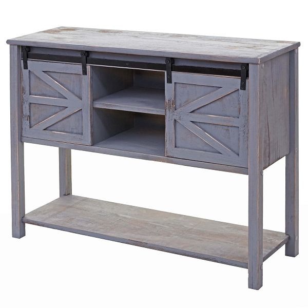Mendler Kommode HWC-D57, Schiebetürenschrank Sideboard Schrank, Shabby-Look Vintage 81x102x34cm, dunkelgrau, 68643