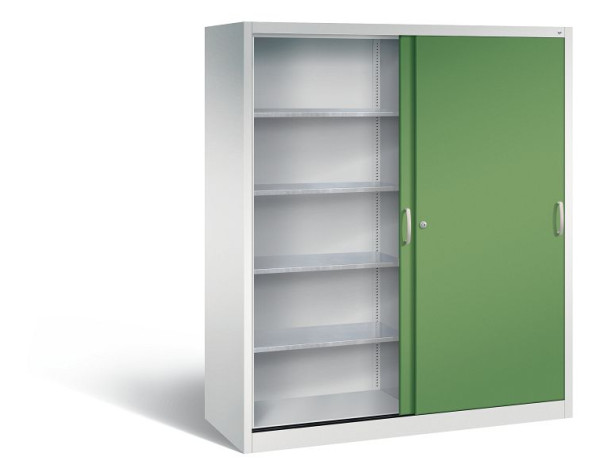 C+P Schiebetürenschrank Acurado, H1950xB1600xT600mm, Farbe: Lichtgrau / Resedagrün, Bügelgriff, 2169-00 S10098