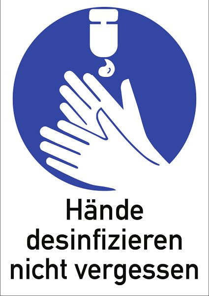 Moedel Hände desinfizieren nicht vergessen, Kombischild, Folie, 210x297 mm, 98668