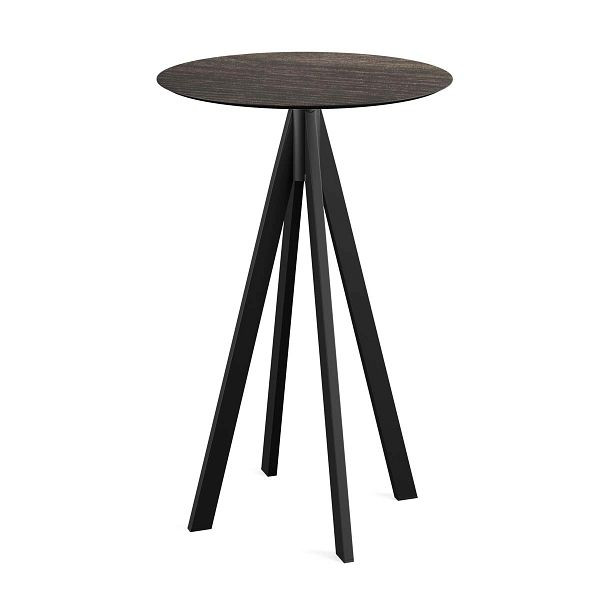Feros Infinity Stehtisch Schwarz gestell + Riverwashed Wood HPL Ø70 cm, 120041470
